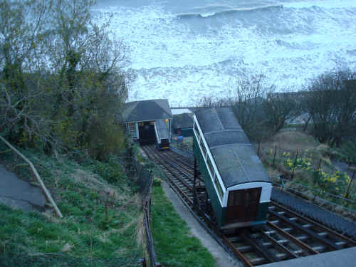 DSC02549 The steep incline and choppy sea beyond are evident in this photo of the South Cliff Lift.JPG (2716140 bytes)